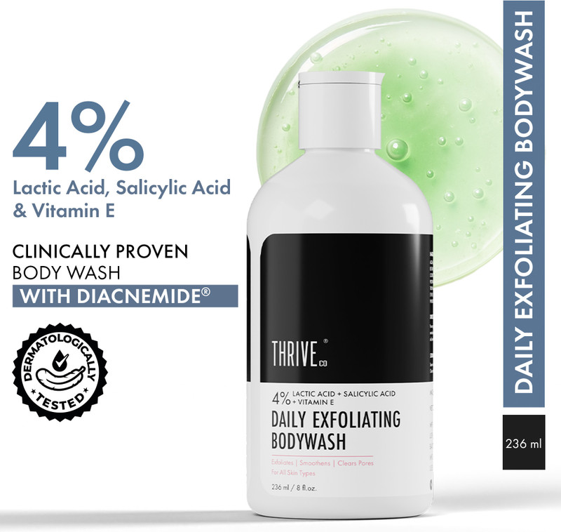 ThriveCo Daily Exfoliating Bodywash with 4% Lactic & Salicylic Acid | Vitamin E(236 ml)