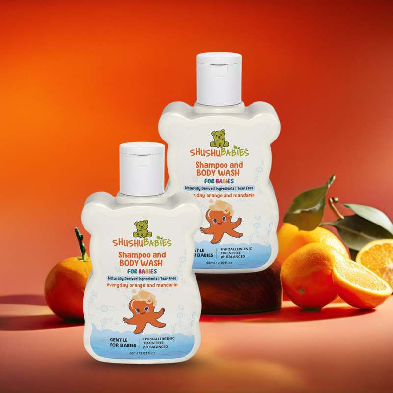 ShuShu Babies Everyday Orange & Mandarin Liquid Shampoo and Body Wash for Babies(2 x 60 ml)