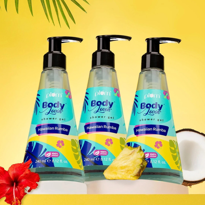 Plum BodyLovin' Hawaiian Rumba Shower Gel | SLS-Free | Fresh Beachy Body Wash(3 x 240 ml)