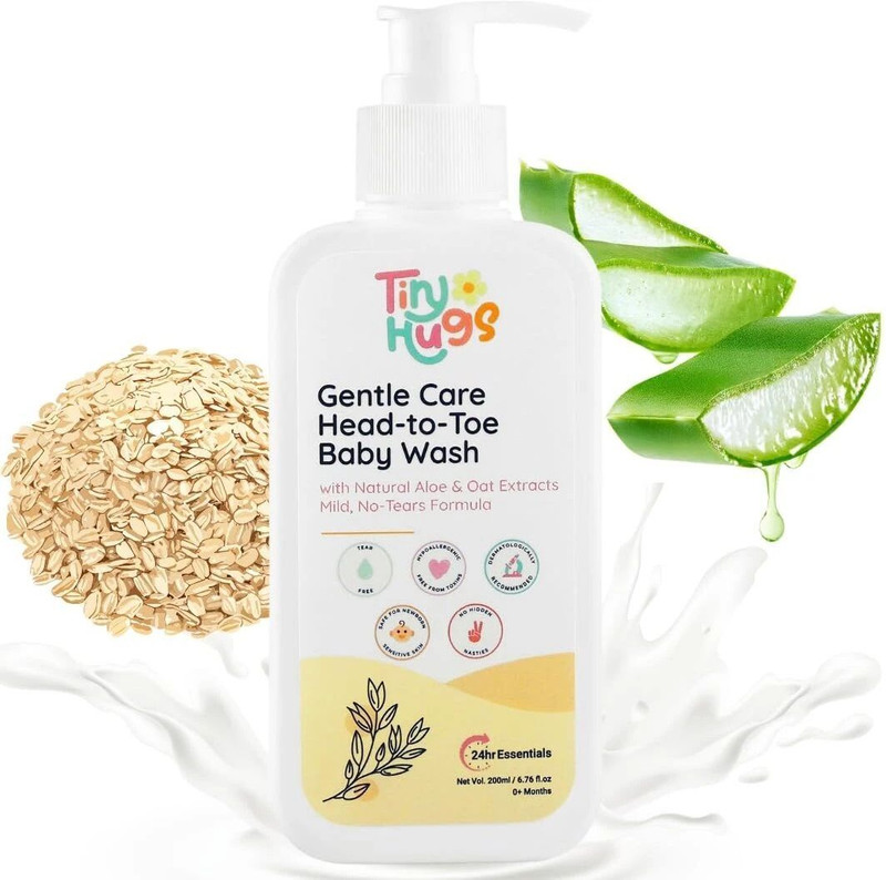 Tinyhugs Baby Wash with Natural Aloe & Oat Extracts, Mild for Sensitive Skin(200 ml)