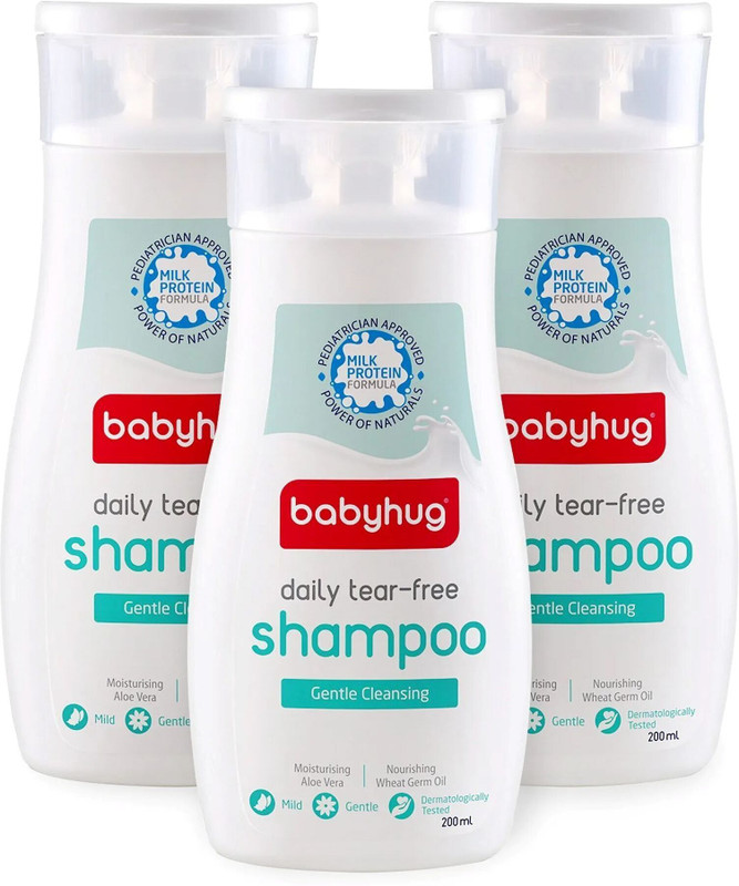 babyhug Daily Baby Shampoo Body Wash 200ml | Pack of 3 Milk Protein Baby Shampoo(3 x 200 ml)