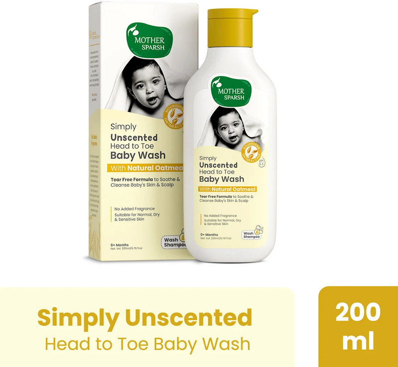 Mother Sparsh Simply Unscented Head to Toe Baby Wash(200 ml)