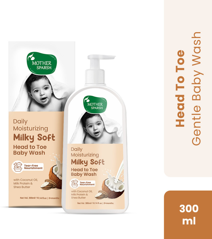 Mother Sparsh Milky Soft Head to Toe Tear Free 2 in 1 Natural Body Wash & Shampoo for Babies(300 ml)