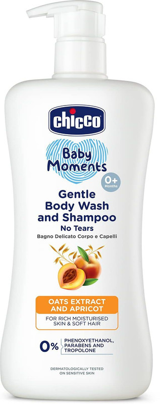Chicco Baby Moments Gentle Body Wash and Shampoo for Tear-Free Bath time(500.1 ml)
