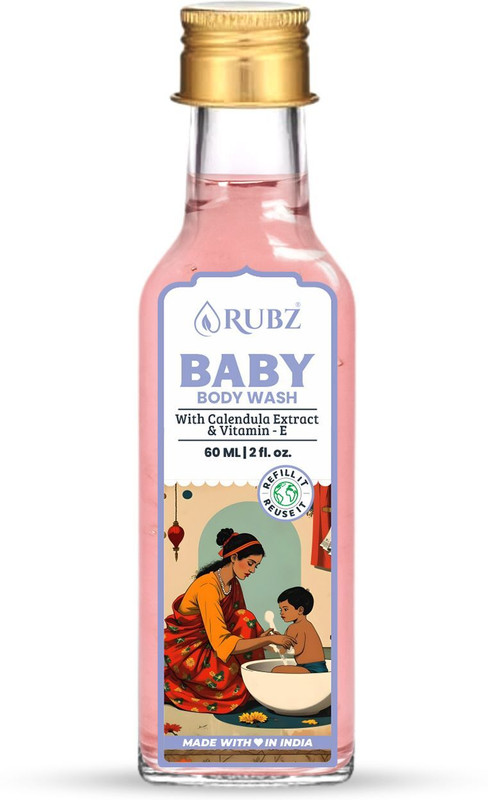 Rubz Baby Body Wash | Tear-Free & Hypoallergenic | For Delicate Skin(60 ml)