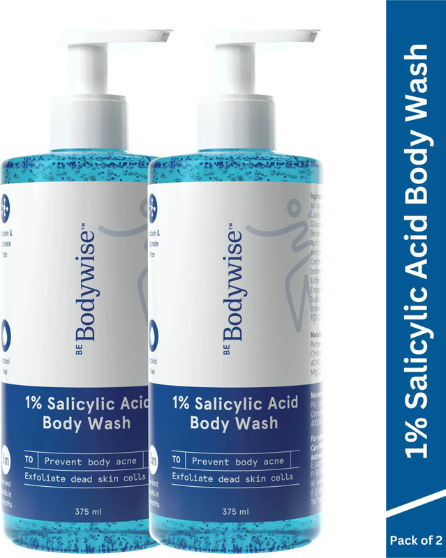 Be Bodywise 1% Salicylic Acid Body Wash | Prevents Body Acne | Paraben, SLS free(2 x 375 ml)