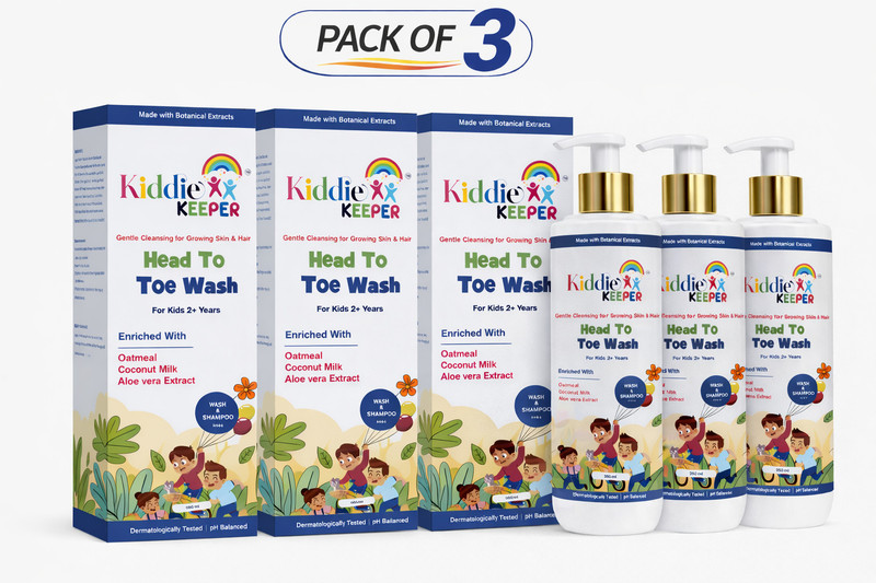 Kiddie Keeper Kids Head To Toe Wash & Shampoo with Plant based & Botanical Extracts Pack of 3(3 x 250 ml)