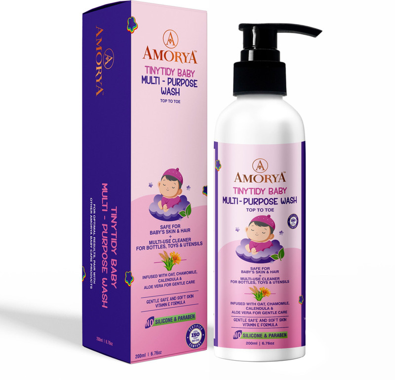 Amorya Tinytidy Baby Multi-Purpose Wash|Cleanser Baby Skin & Hair + Bottles & Utensils|(200 ml)