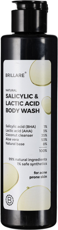 BRILLARE Salicylic & Lactic Acid Body Wash For Clear, Purified & Acne Prone Skin(200 ml)