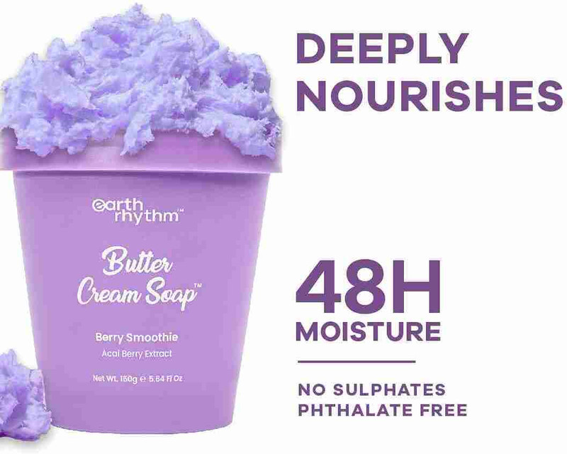 Earth Rhythm Berry Smoothie Butter Cream Soap with Shea Butter, Acai Berry(160 g)