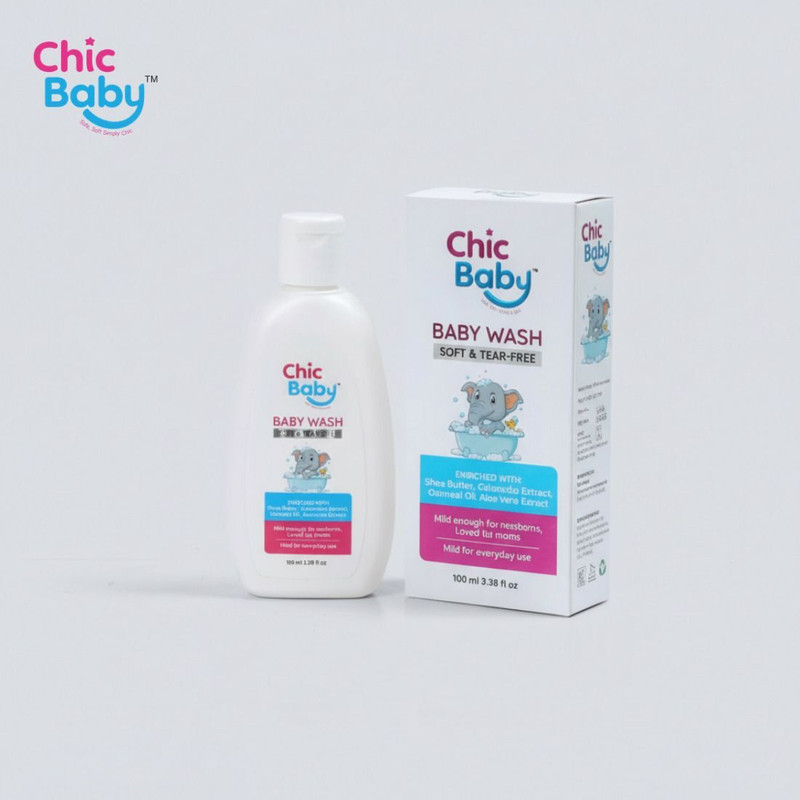 Chic Baby BabyWash: Soft & Tear-Free Enriched with SheaButter Coconut Oli AloeVera Extract(100 ml)