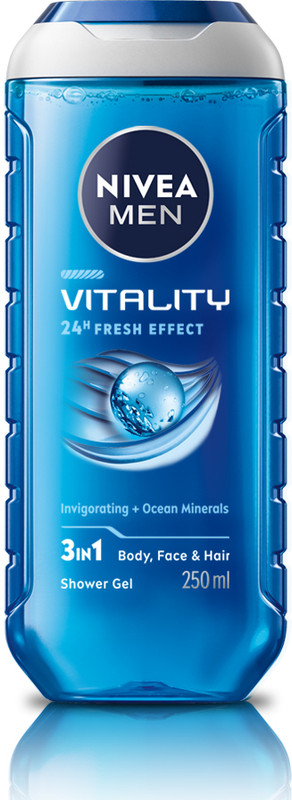 Nivea Men Body Wash, Vitality Fresh with Ocean Minerals, Shower Gel for Body, Face & Hair(250 ml)