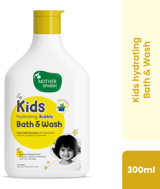 Mother Sparsh Kids & Baby Hydrating Bubble Bath and Body Wash with Tear Free Formula,Blueberry(300 ml)