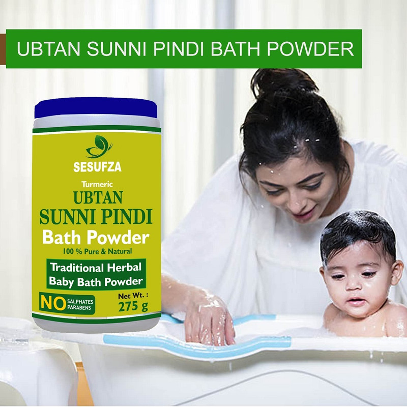 SESUFZA Traditional Baby Herbal Turmeric Bath Powder, the Essence of Ubtan Sunni Pindi(275 g)