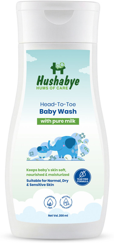 Hushabye Head-To-Toe Baby Wash With Pure Milk & Pro Vitamin B5, Ph Balanced, Tear-Free(200 ml)