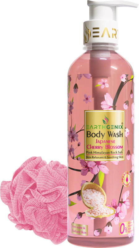 Earthgenix Body Wash Japanese Cherry Blossom + Pink Himalayan Rock Salt (+Loofah)(500 ml)