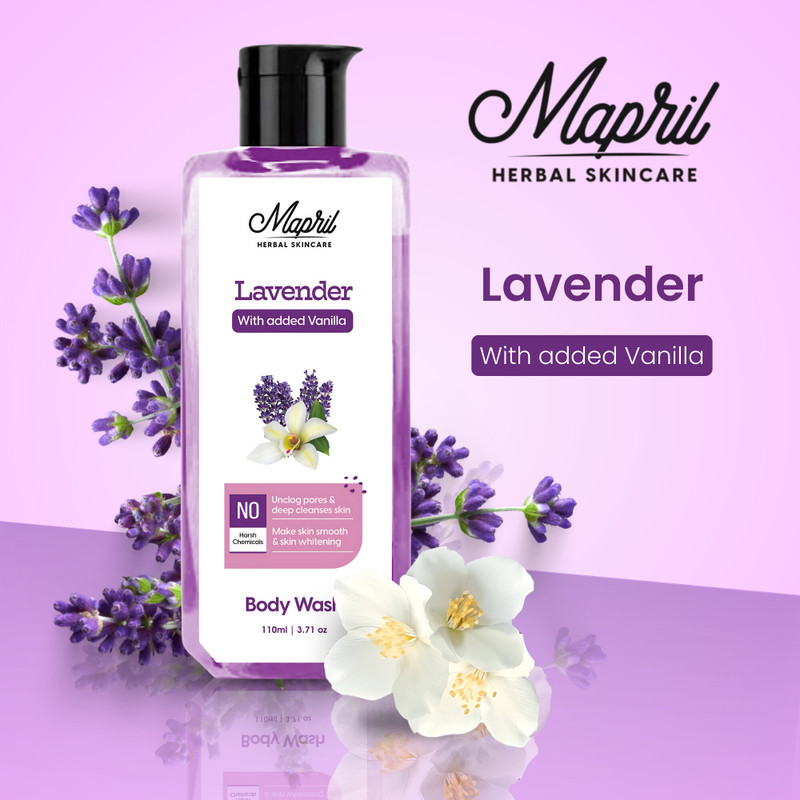 MAPRIL Lavender Vanilla Body Wash for Glowing Skin, Deep Cleansing & Whitening(110 ml)