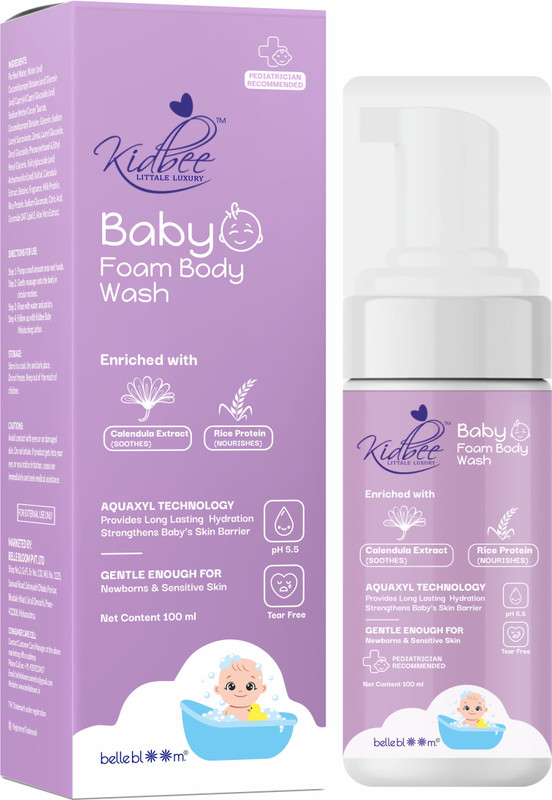 kidbee Baby Foam Body Wash with Calendula Extract and Rice Protein, Tear Free, 100 ml(100 ml)