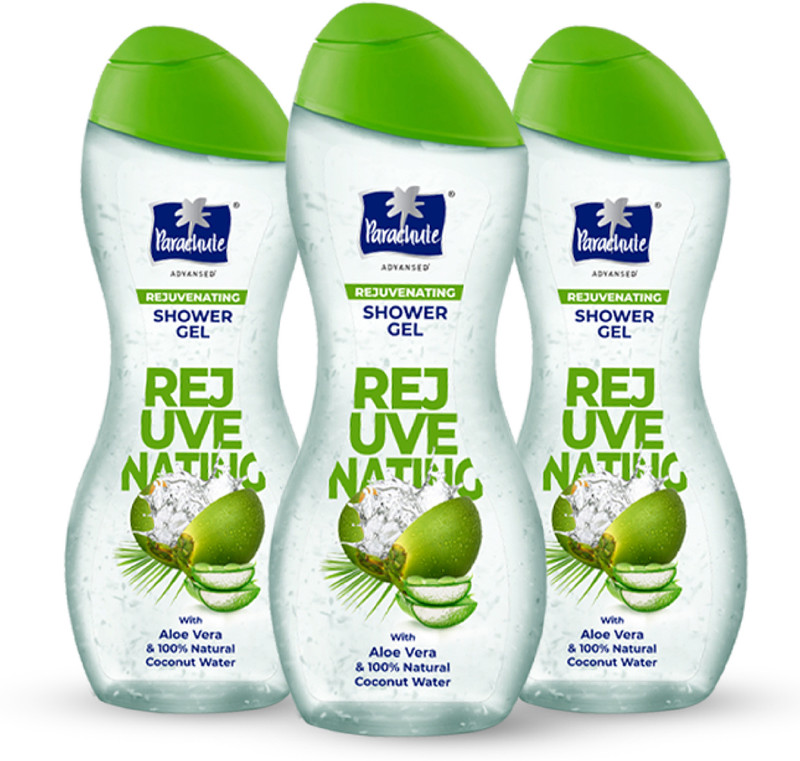 Parachute Advansed Rejuvenating Shower Gel, Aloe Vera & 100% Natural Coconut Water, Refreshed Skin  (3 x 250 ml)