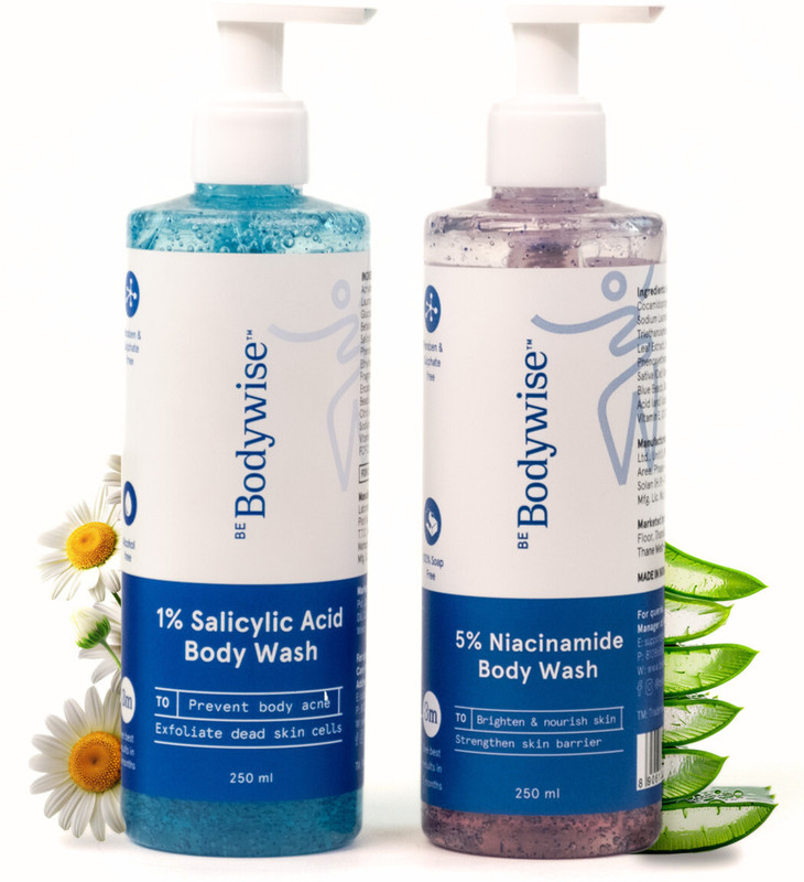 Be Bodywise 5% Niacinamide Body Wash & 1% Salicylic Acid Body Wash | Glowing, Radiant Skin(2 x 250 ml)