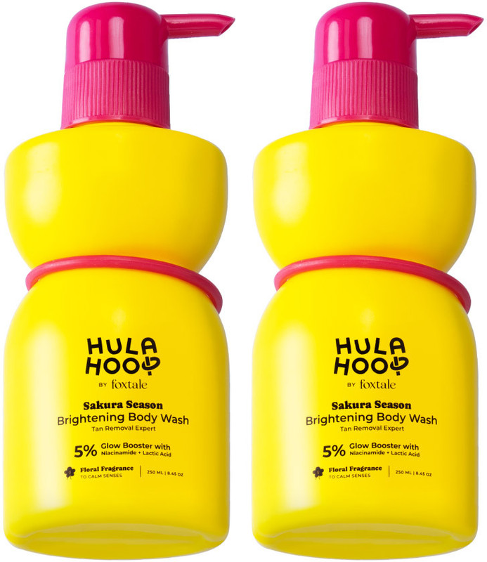Foxtale Hula Hoop Brightening Body Wash Pack of 2 | Lactic Acid & Niacinamide(2 x 250 ml)