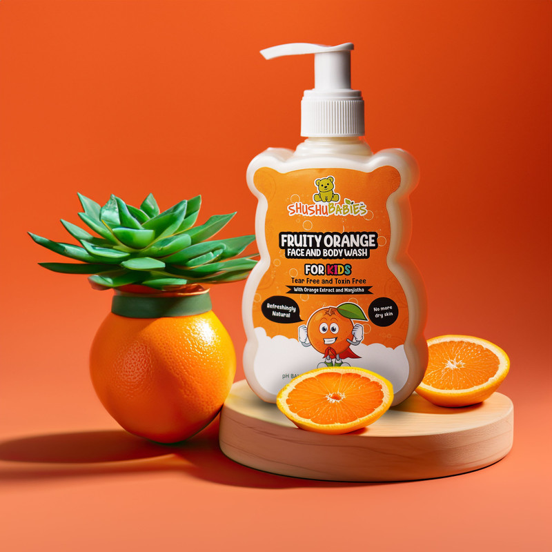 ShuShu Babies Fruity Orange Face and Body Wash for Kids with Orange and Manjistha(200 ml)