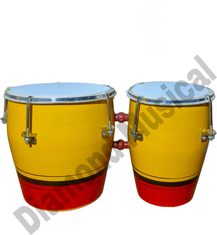 M/S Diamond Musical Indian instrument wooden bongo drum set yellow & red colour Wooden Bongo(17 cm, 12 cm)