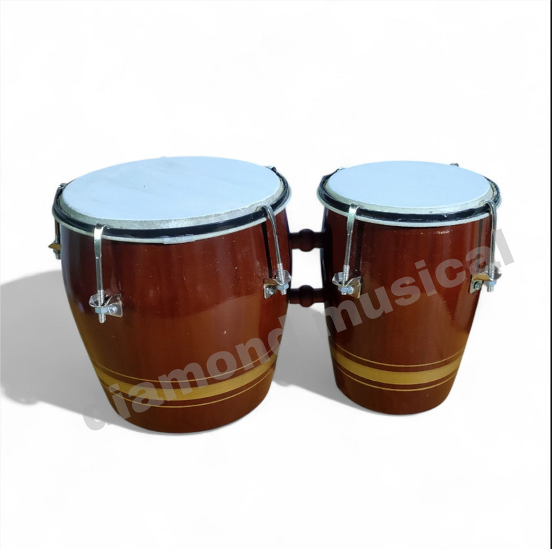 M/S Diamond Musical Professional two piece hand made Wooden Bongo drum set golden brown polish bongo Wooden Bongo(17.78 cm)