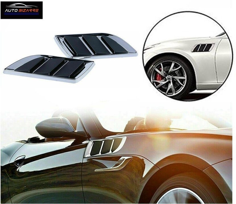 ANIMAZE Car Styling Decorative Side Vents Air Flow Duct Stickers with Chrome Side Scoop