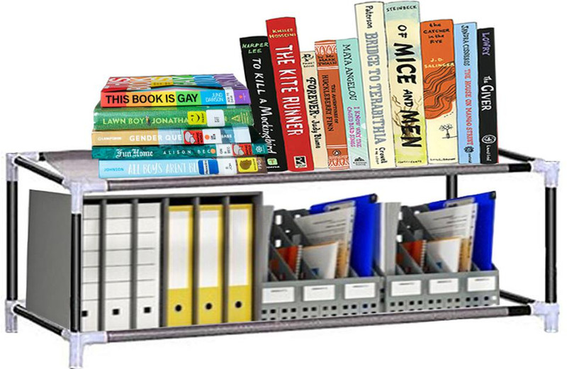 Lacossi Plastic Metal 12 Shelf Book Organizer Metal Open Book Shelf