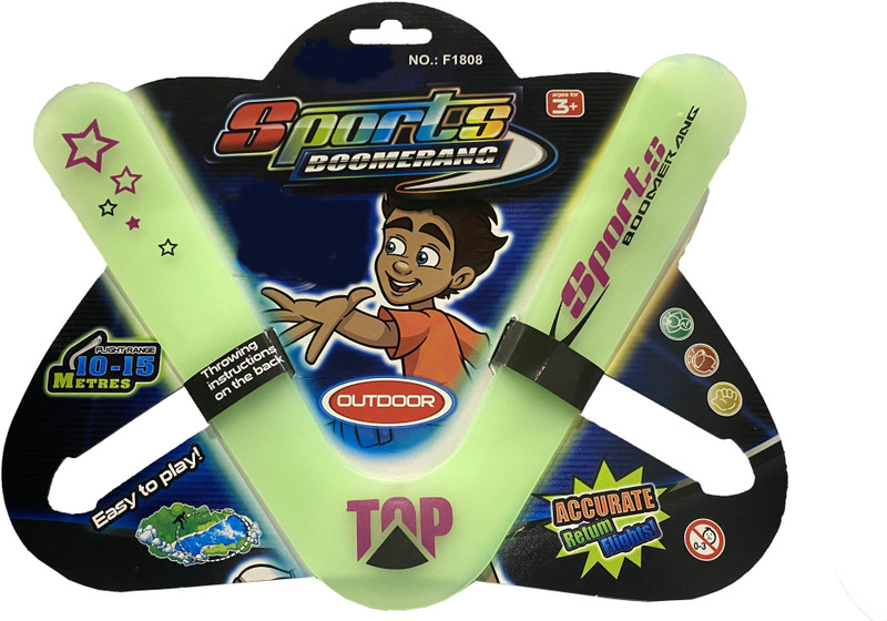CrazyBuy V Shape Flying Disc Throwing Sport Night Glowing Boomerang Returning Right Handed Non-returning Boomerang(Multicolor)