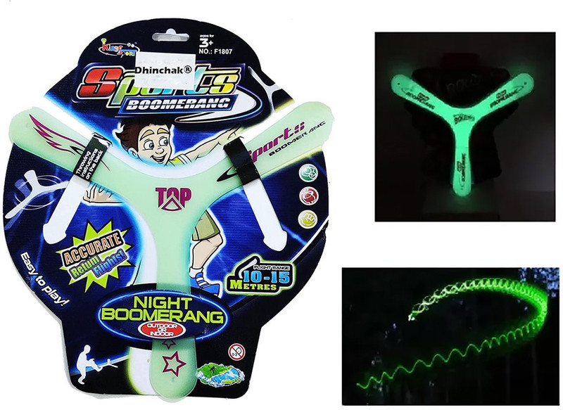 Dhinchak 3 leg glow in the dark Boomerang night visible for all age Left Handed, Right Handed Returning Boomerang(Multi)