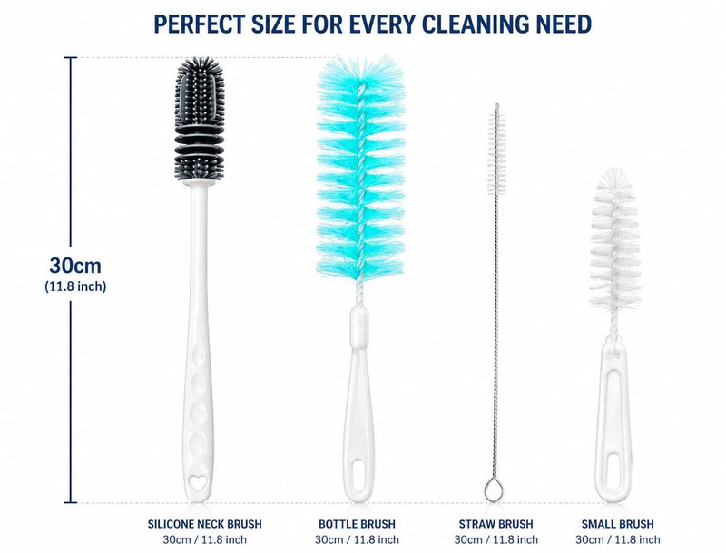 Rashmi Jain Bottle Cleaning Brush Set of 4(White)