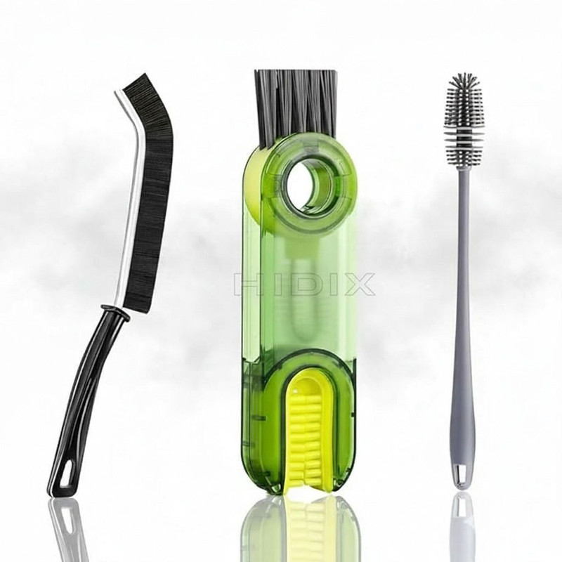 HIDIX 3 Pcs Cleaning Brush Combo 3-in-1 Crevice Brush, Silicone Bottle Brush(Multicolor)