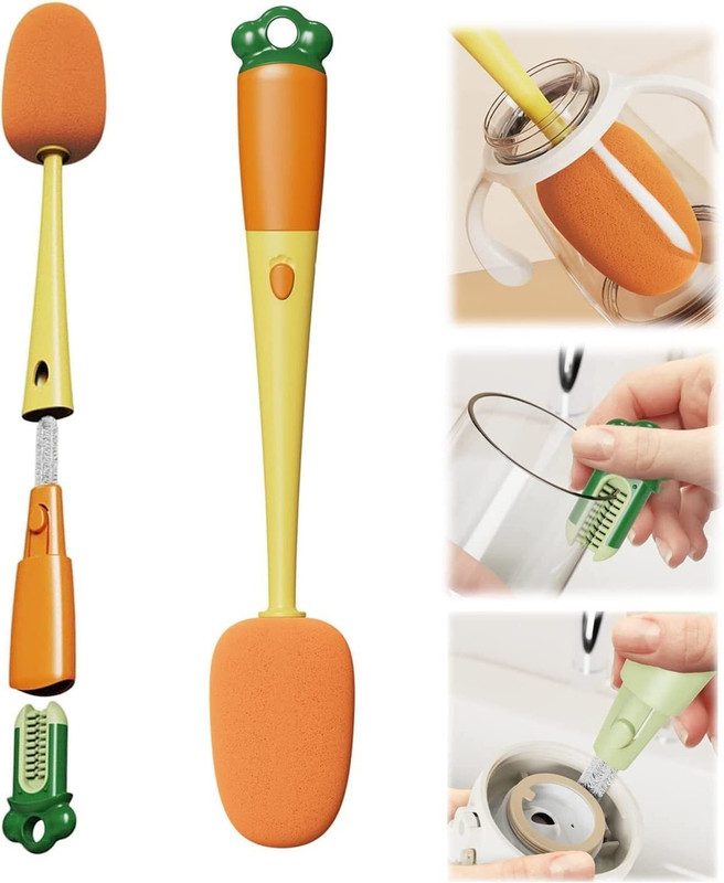 ZWEELAY 3 in 1 Multi Bottle Brush Cleaning, Sponge Baby Bottle Brush(Multicolor)