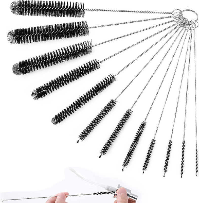 HASTHIP 12pcs Straw Cleaner Brushes, 8 Inch Tube Cleaning Brush and Nylon Pipe Brush Kit(Black)