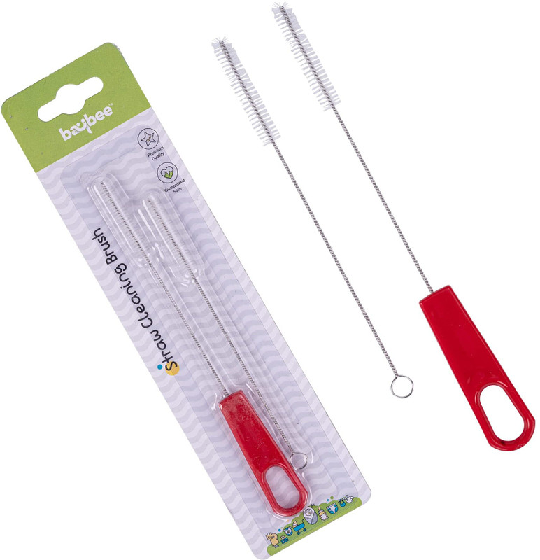 baybee Premium Straw Cleaning Brush Combo Cleaner Set Of 2-Pieces Rotation 360 Degrees(Red)