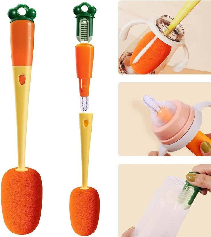 AKSHAR 3 in 1 Multi Bottle Cleaning Brush(Orange)