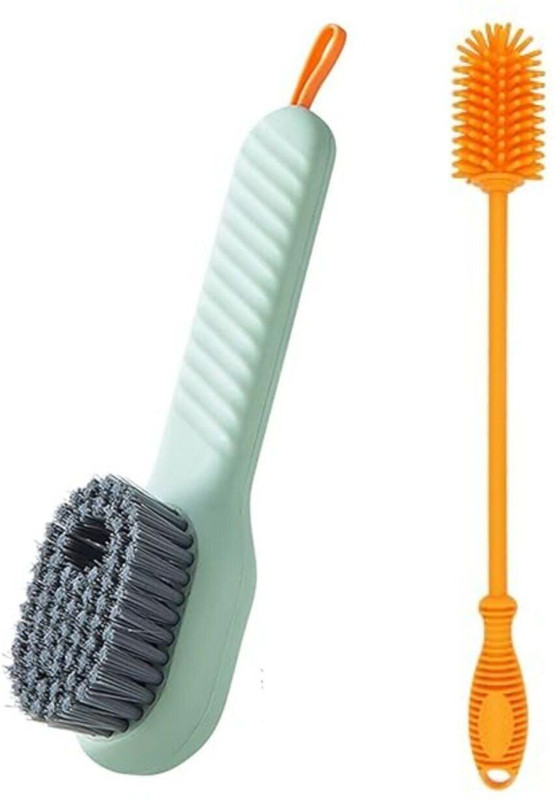 HIDIX Multifunctional Shoe Brush with Soap Dispenser & Silicone Bottle Cleaning Brush(Multicolor)