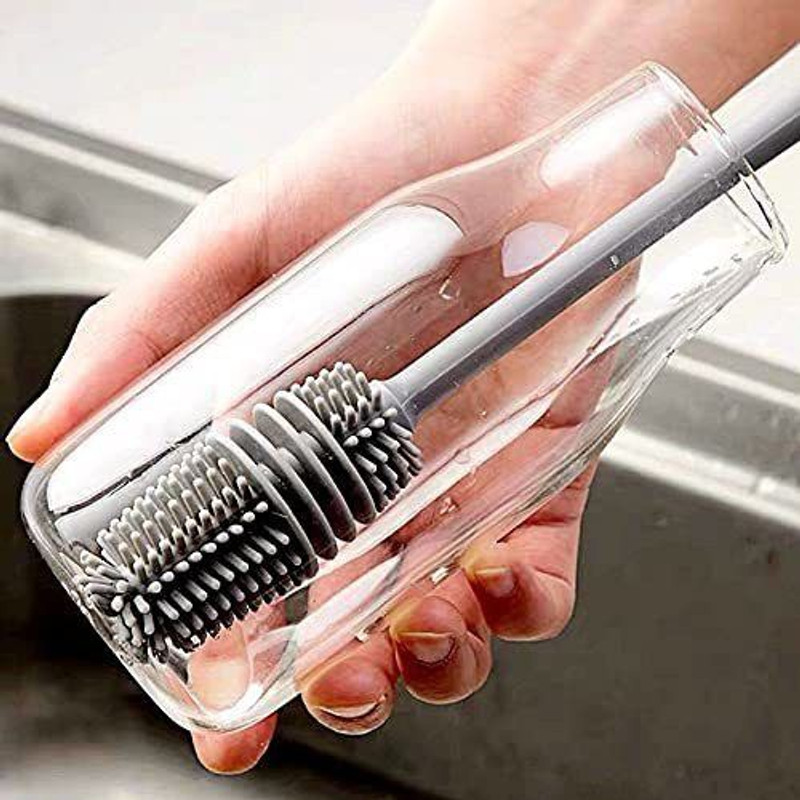 Jrvent Silicone Bottle Cleaning Brush Long Handle Baby Bottle Brush(Multicolor)