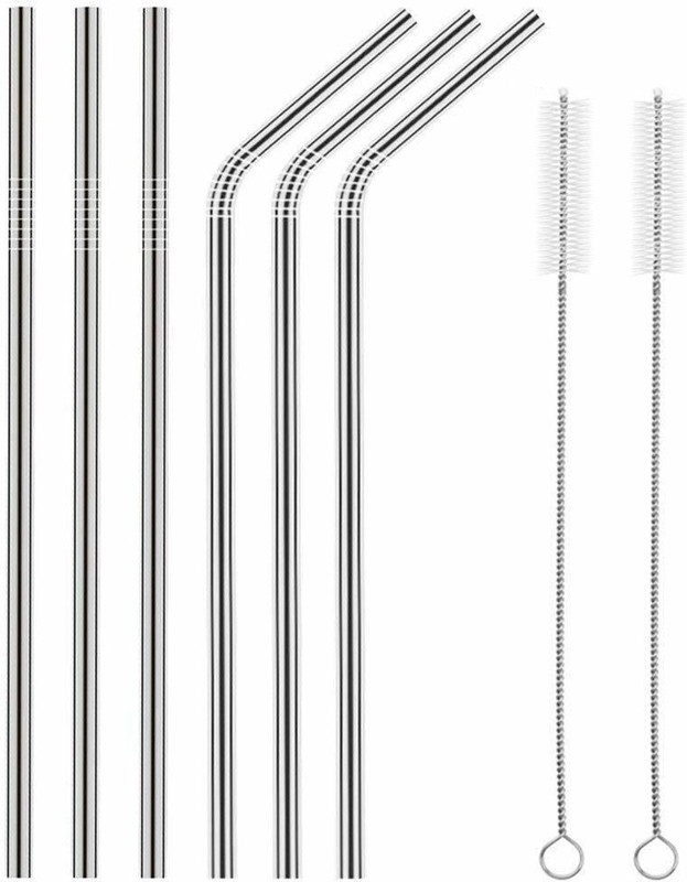 payneer Straws with Cleaning Brush for Kids & Adults(Silver)