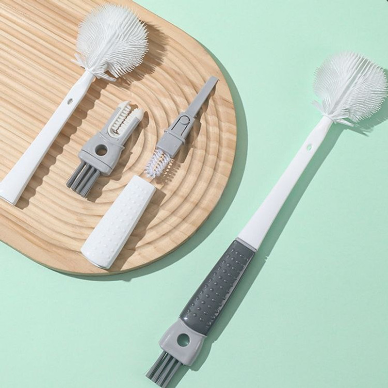 JOYSTER Multifunctional 5 in 1 Baby Bottle Cleaner Brush Set with Silicone Brush(Multicolor)