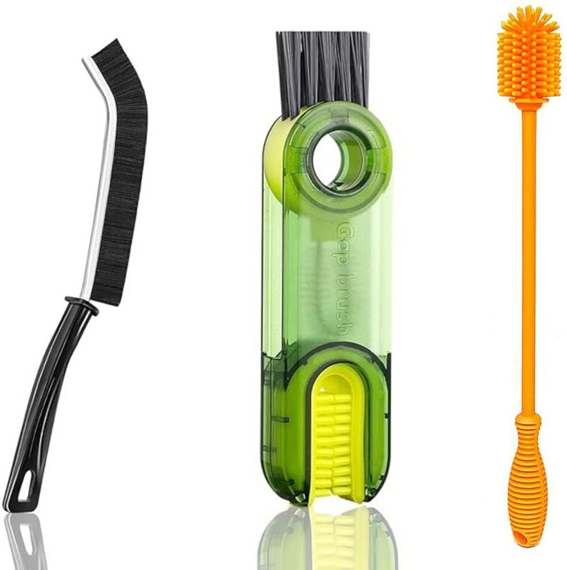 SARTHU Combo of 3 Bottle Cleaning Brush Containers, Vase, Glass, Home, Toilet, Bathroom(Multicolor)