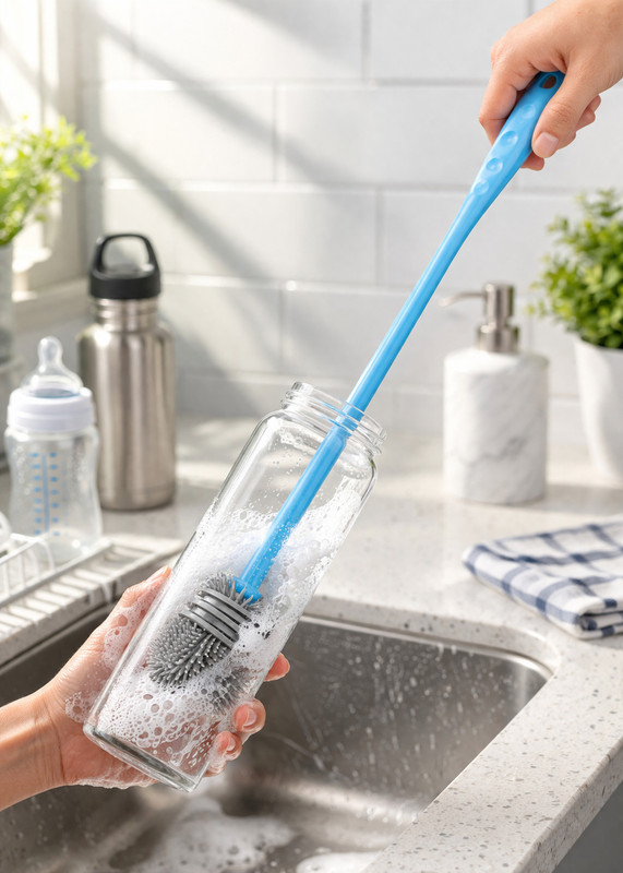 HOMFYRA BOTTLE CLEANING BRUSH SILICONE(Multicolor)