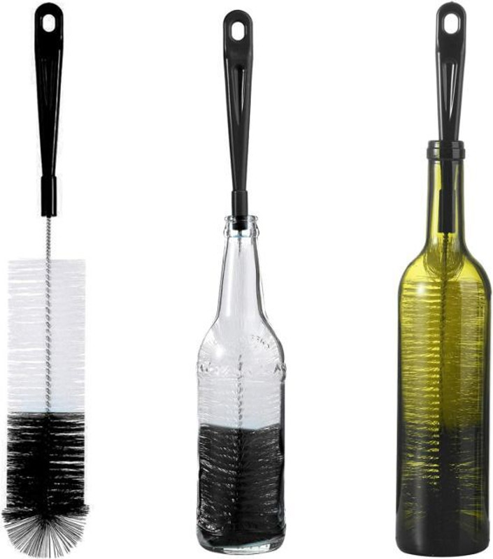 HomeSpark Extra Long Bottle Brush for Narrow Neck Wine, Thermos, Yeti, Carafe Cleaning(Black)