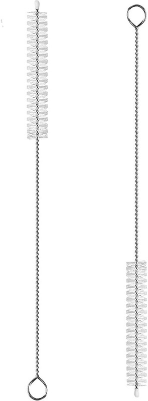 GIVGOP STORE 2 Pack Straw Cleaner Brush, Reusable Stainless Steel Handles, Nylon Bristles(White)