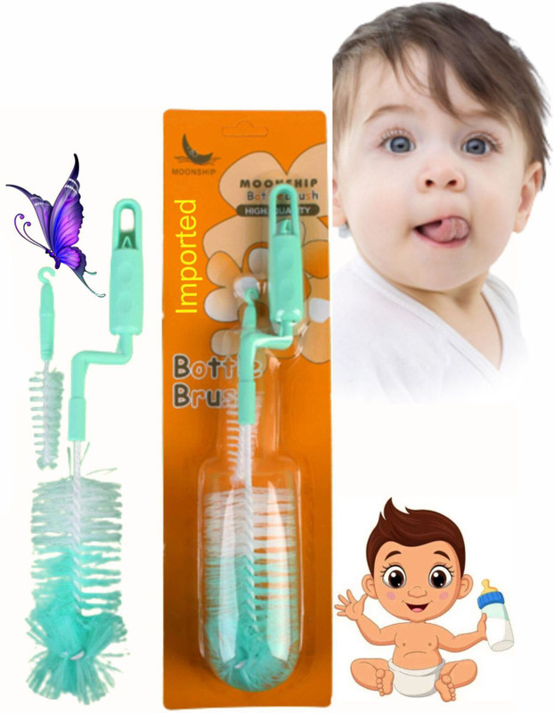 Dr-Gentle Bottle and Nipple Cleaning Brush Moonship 2in1(Multicolor)