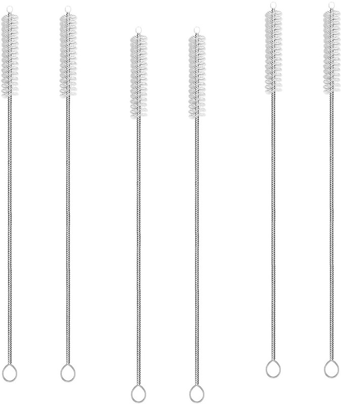 mshine Long Straw Cleaning Brush for Straws on Tumbler, Water Bottle, Sippy Cup(White pack of 6)