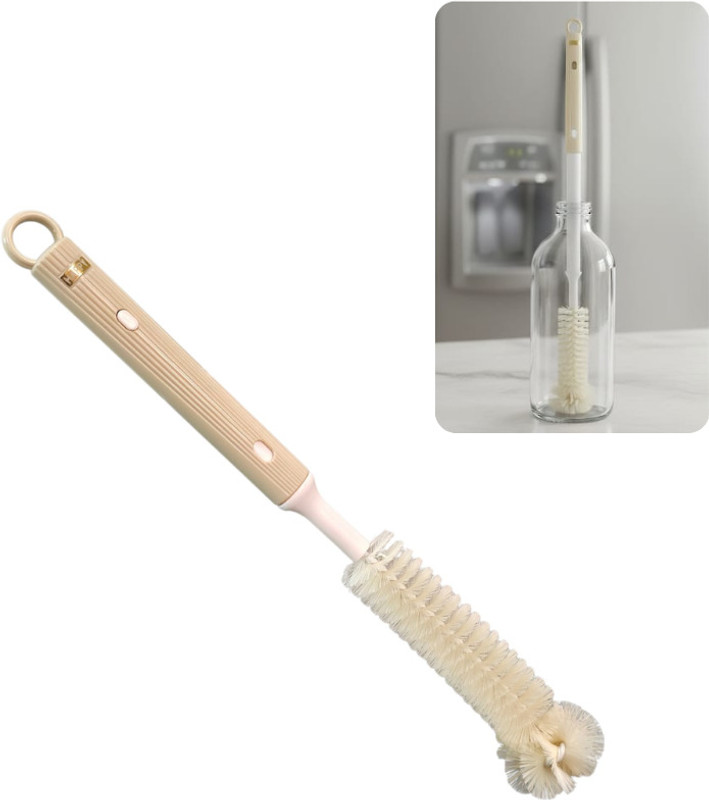 MALBEC Nylon Bottle Brush with Extendable 360° Rotating Handle Soft Bristles BPA-Free(Yellow)