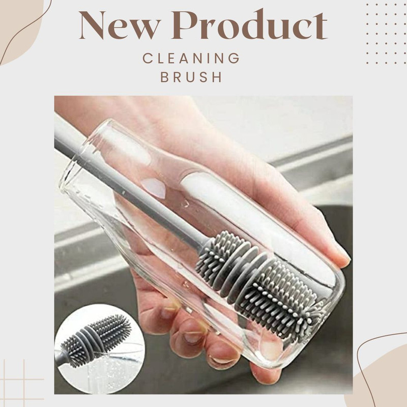 FULKIZA Long Handle Silicon Glass Nipple Bottle Cleaning Brush(Multicolor)